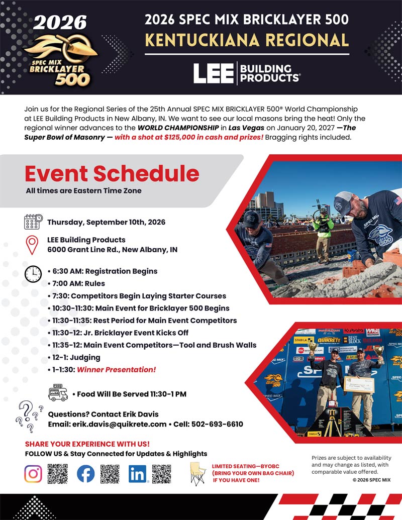 bricklayer 500 schedule